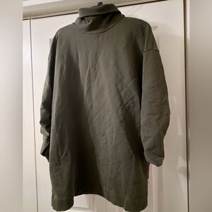 Peruvian Connection Chelsea Tunic Olive Green Long Scrunch Sleeve Sweatshirt XS